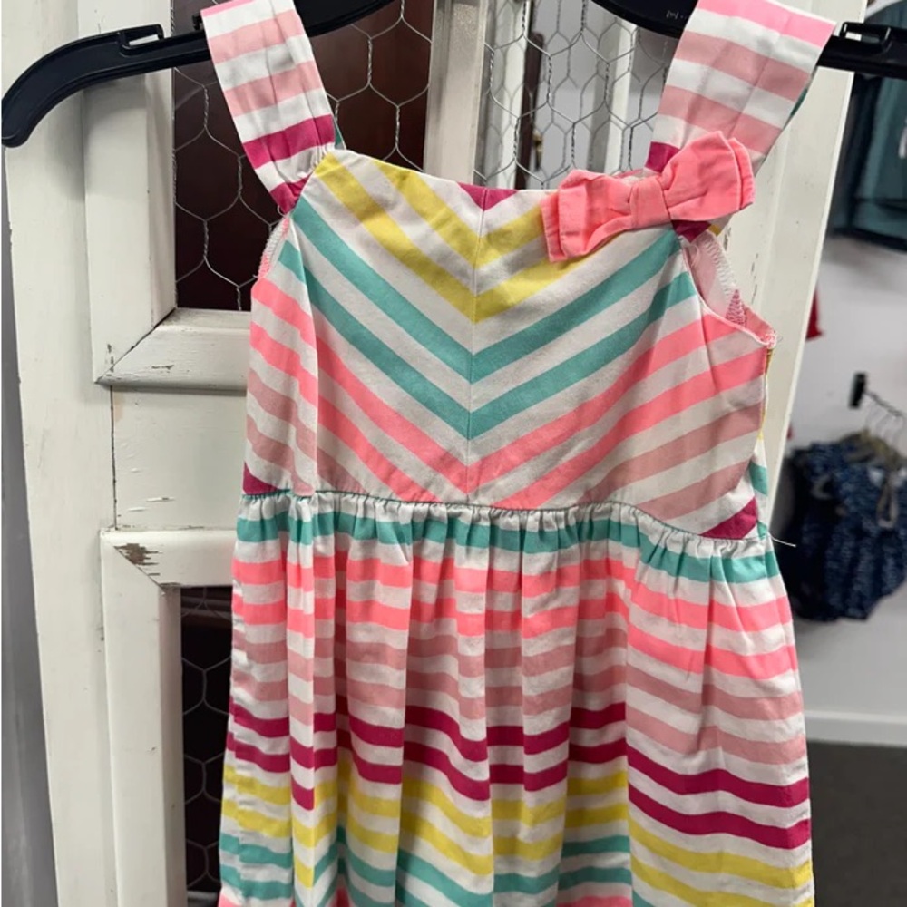 Colorful Striped Dress with Bow
